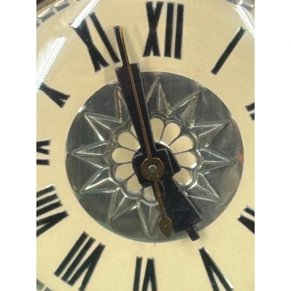 Vtg‎ MCM Lanshire Alabaster Onyx Electric Desk Clock Model T3 Roman Numerals USA